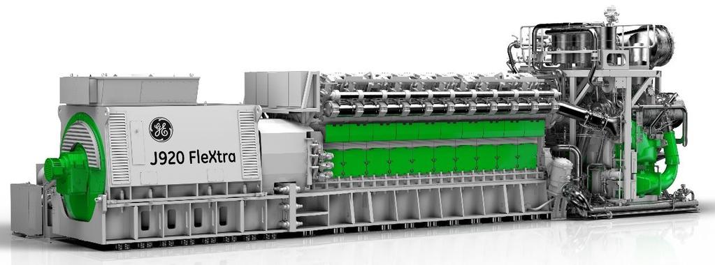 GE s Jenbacher* J920 FleXtra potential to power more than 20,000 EU households Units J920 FleXtra ( 50Hz / 1,000 rpm ) J920 FleXtra ( 60Hz / 900 rpm ) El. Output kwel 10,380 9,350 El. Efficiency % 49.