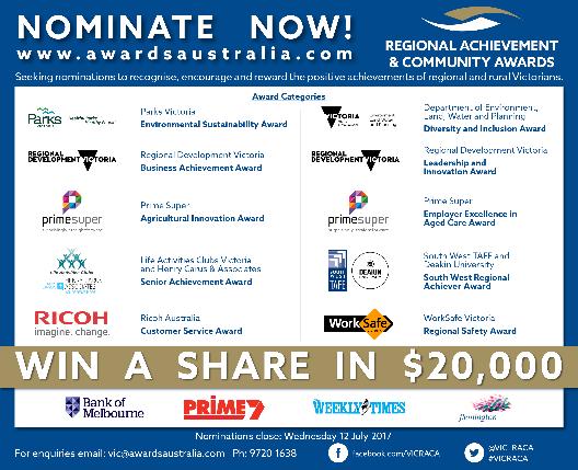 Significant exposure will be achieved across community, Government and corporate networks who will be encouraged to become involved in the Awards Program through the call for nominations and