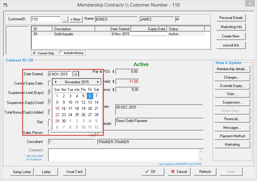 Changing/Editing the Start Date of a Membership Contract Members> Contracts> View customer contracts You can edit the start date of a membership if there has been a mistake made with the date