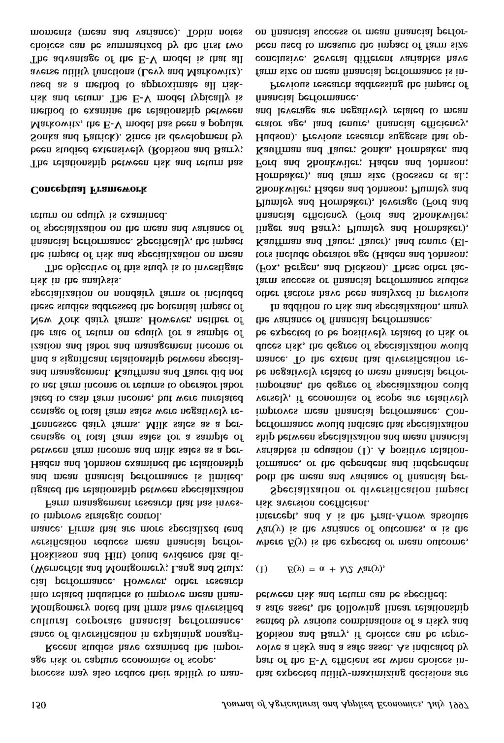150 Journal of Agricultural and Applied Economics, July 1997 process may also reduce their ability to manage risk or capture economies of scope.