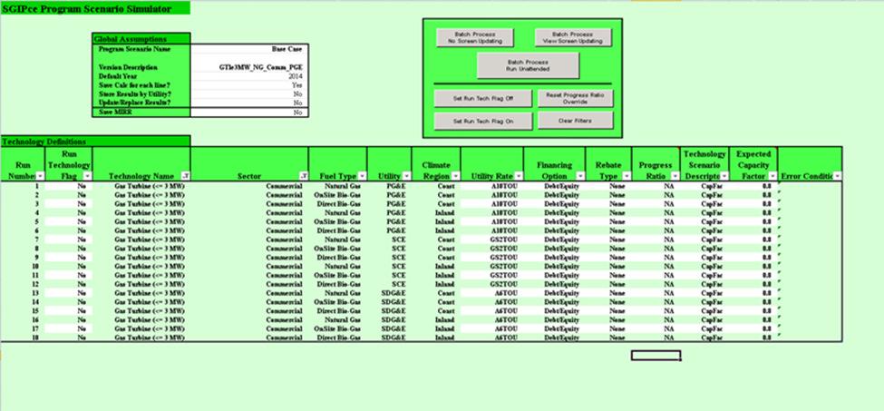 SGIPCE CONTROL WORKSHEET» This is the main control screen This is what you see when you open the SGIPce workbook This is