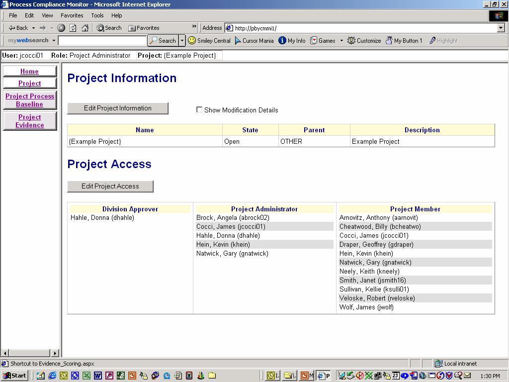 Project Administration Edit project information;