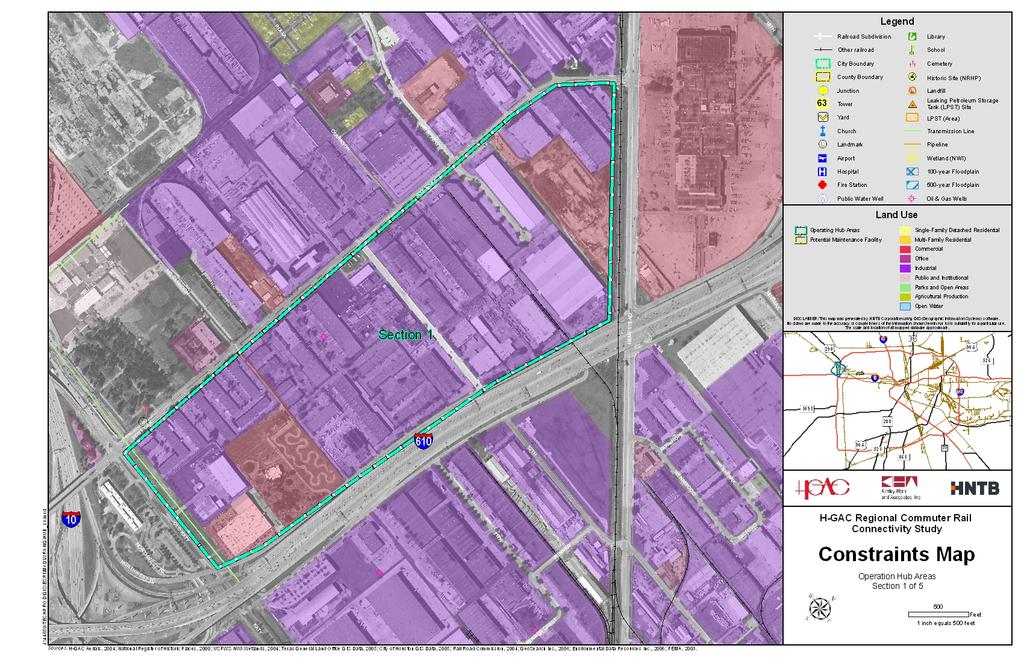 Regional Commuter Rail Connectivity Study The first potential site studied for a Hub is located at the intersection of IH 610 and Hempstead Road northwest of downtown Houston in the Northwest Mall
