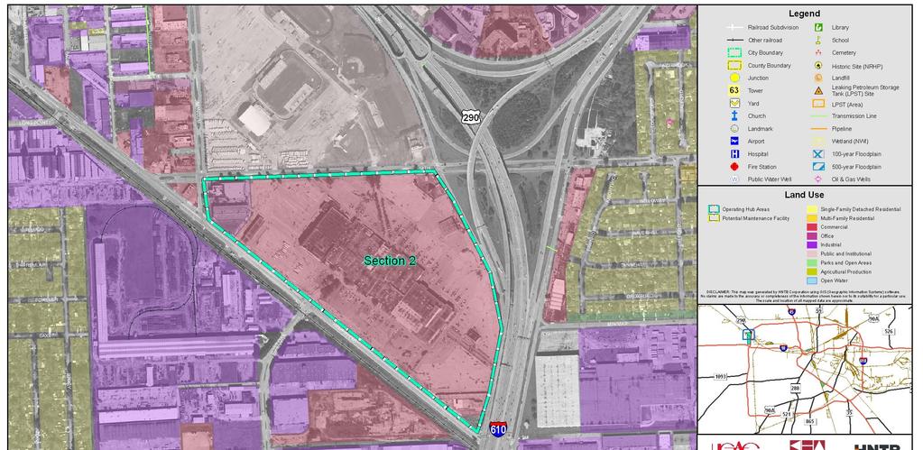The second potential site studied for a Hub is located adjacent to the IH 610 and US 290 interchange where the Northwest Mall is currently