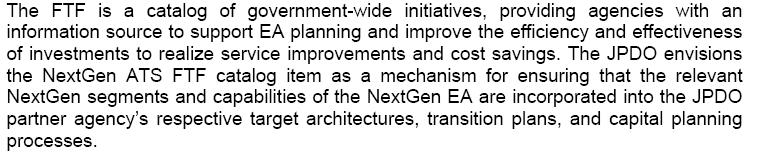FTF As Alignment Mechanism 34 Source: Joint Planning and Development Office Program Management Plan V1.