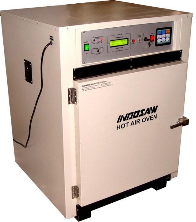 HOT AIR OVEN Inner Chamber Size : 60x60x60cm. No of trays: 2 Nos Temperature Range : PID Control, Ambient to 250 C ± 1 C.