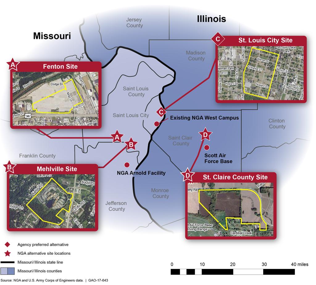 Figure 1: Geographic Locations of the Four Final Site Alternatives