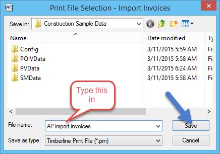 window, type AP import invoices to identify