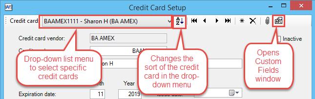 Close up of Credit Card tool menu: Enter Credit Card