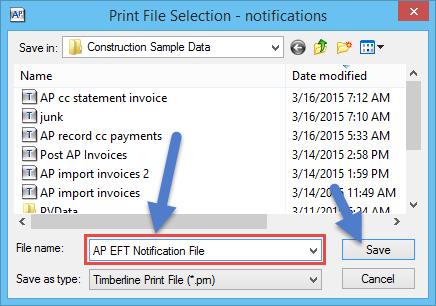 Type AP EFT Payment Report in the Print File Selection