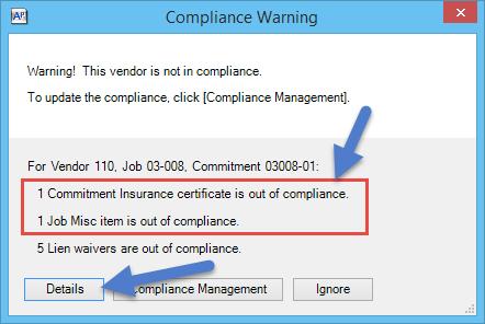 Start Entering a New Invoice to Test Compliance Warnings Go to Tasks-Enter Invoices and enter the following (click [Ignore] when the Compliance Warning window appears): In the Distribution