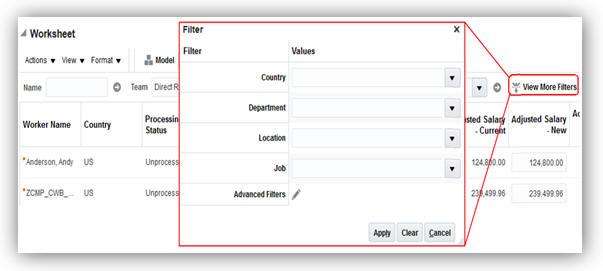CONFIGURE WORKSHEET AND REPORTING FILTERS Create custom filters that managers use to filter their worksheet and reports.