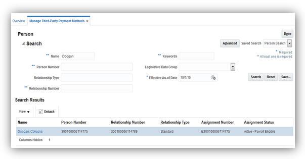 Additional enhancements simplify locating person third-party details, as shown in the following table: View Third-Party Payment Details Task Enhancement Action to Take Third-party persons that a