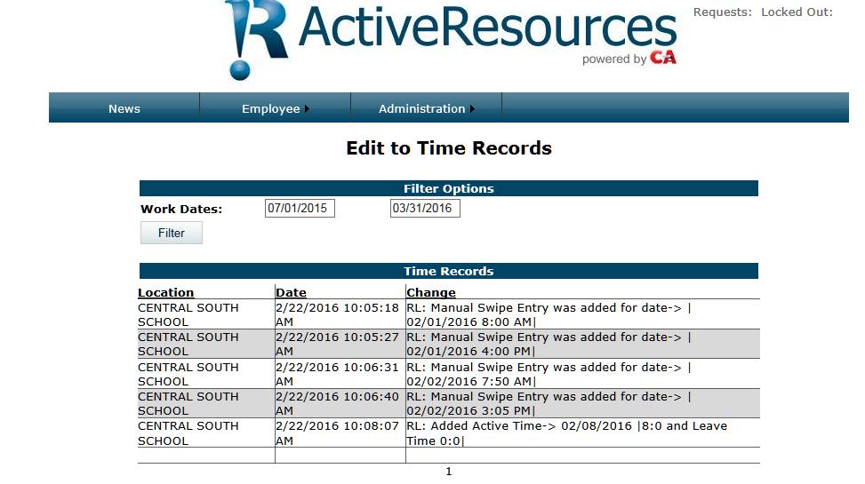 ACTIVE RESOURCES Active Resources > Employee Demographic Change Request We have created a warning if the employee entered less than 4 digits for the Zip Code 4 Field in Active Resources.