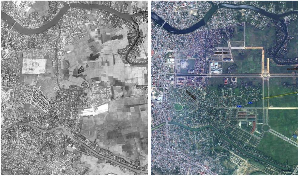 Hue Figure 14 An Cuu city development area in 2005 (left) and 2013 (right).