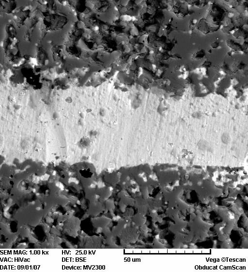 Zone 1 Zone 2 Zone 3 Figure 1. SEM image of the cross section of a sample bonded at 900 o C for minutes. The result of line scan analysis across the joint area in Fig. 1 is presented in Figure 2.