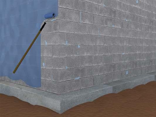 STEP 3 Apply Home Stretch Liquid evenly to the foundation wall in one or more coats using airless spray equipment, brush, or roller, to achieve a continuous film at the desired coverage rate of 27