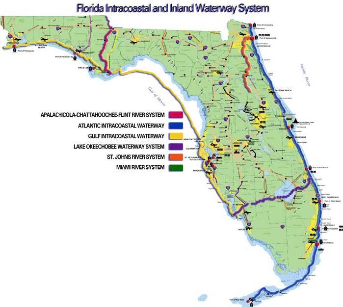 Figure 3-3 Florida intracoastal and inland waterway system map (FDOT 2003a) 3.