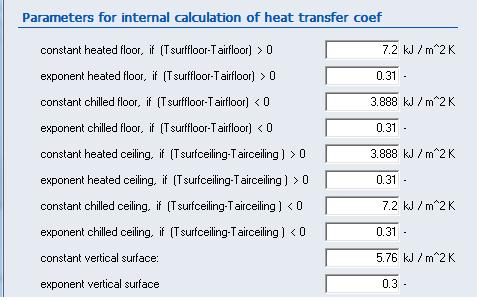 Figure 6-9: Parameters for heat transfer co-efficients The miscellaneous settings include inputs and outputs other than properties.