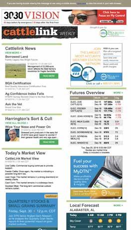 CattleLink Weekly e-newsletter Details Delivered weekly Sent to approximately 15,000 beef producers who have signed up