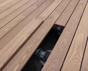 clean lines of a precision installed, clear grade deck.