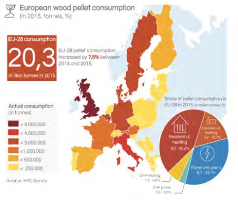 Wood Pellets Industry 2/3 of US pellet production is exported to EU EU pellet production (14.