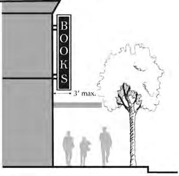 ii. Vertically oriented signs: Shall not extend above the building parapet, soffit, the eave line or the roof of the building, except for theaters, hotels, large scale retail