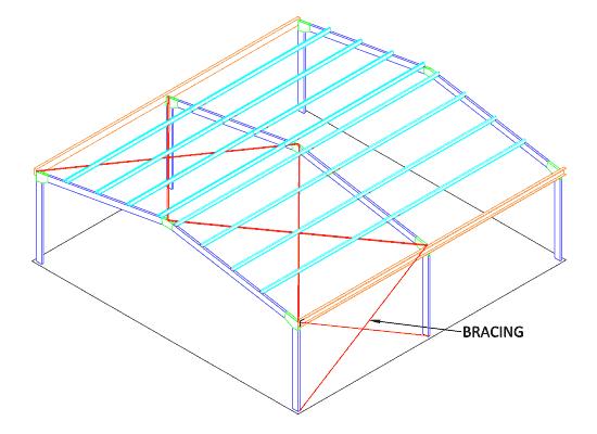 Girts are assumed to be continuous. Bracing It is important to trace the longitudinal crane forces through the structure in order to insure proper wall and crane bracing.