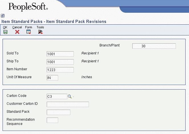 The system also uses the Standard Pack Recommendation Rules table (F460131) to process standard pack information.