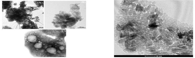 Fig.1: (TEM photographs of GNP nanoparticles. Fig.2: (TEM of dispersed SiO 2 GNP 300, (B) GNP 500, and (C) GNP 750.[14] Nano particles in water).