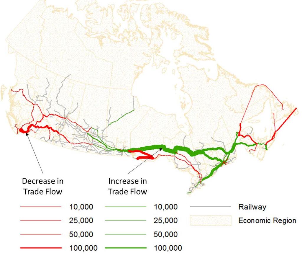 Results Change in rail freight flow