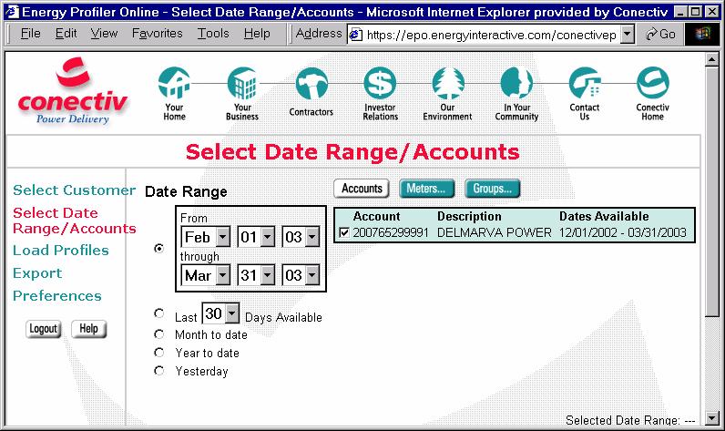 Data Sources Energy Profiler Online Information is available five days after meter reading View demand and