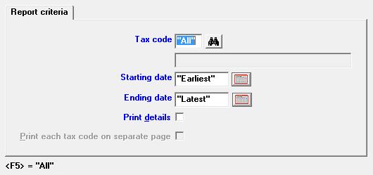 The printed report combines taxes by tax code as seen here with details: New Graphical Screens for v12.