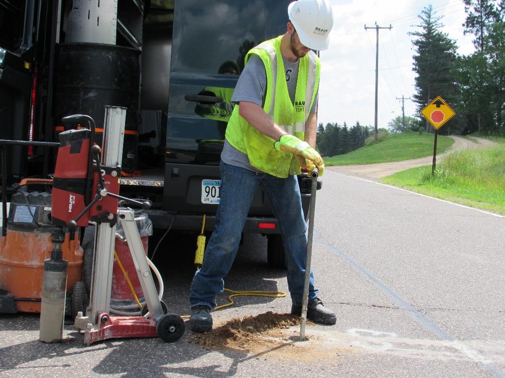 Pavement Coring Confirm inplace materials and review conditions Coring performed in