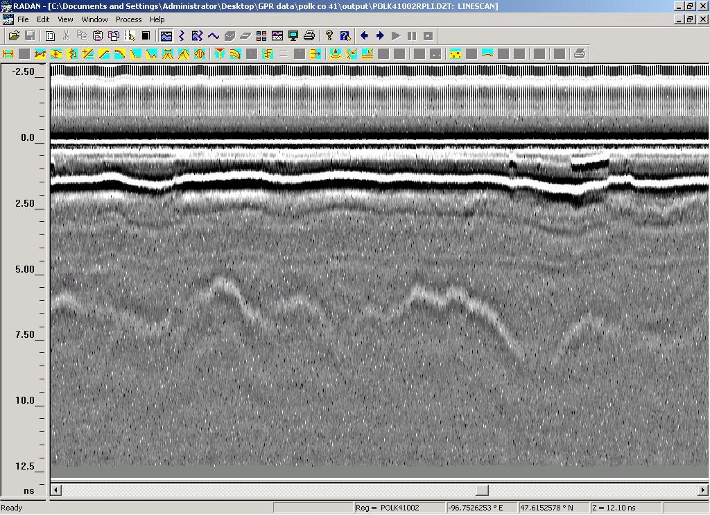 Typical GPR Output File Pavement