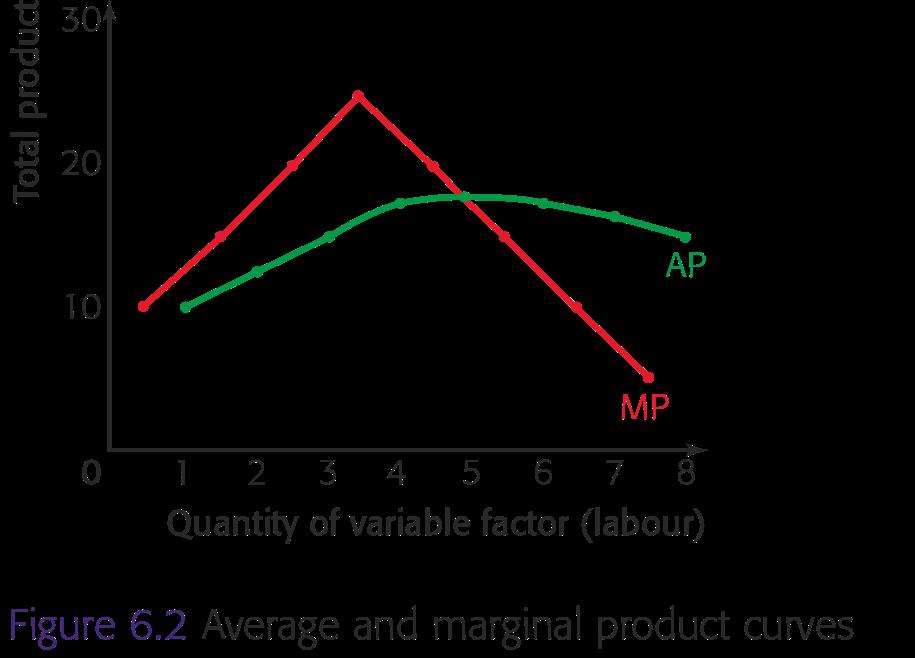 Capital Labour (L) Total product (TP) Average product (AP) Marginal product (MP) 5 0 0 - - 5 1 10 10