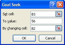 The first thing Excel is looking for is "Set cell". This is not very well named. It means "Which cell contains the Formula that you want Excel to use". For us, this is cell B3.