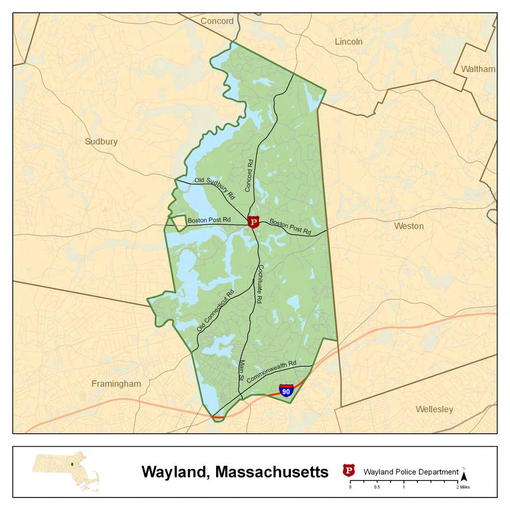 3.2 Town of Wayland REPORT FOR The town of Wayland, located in southern Middlesex County, is approximately 15.