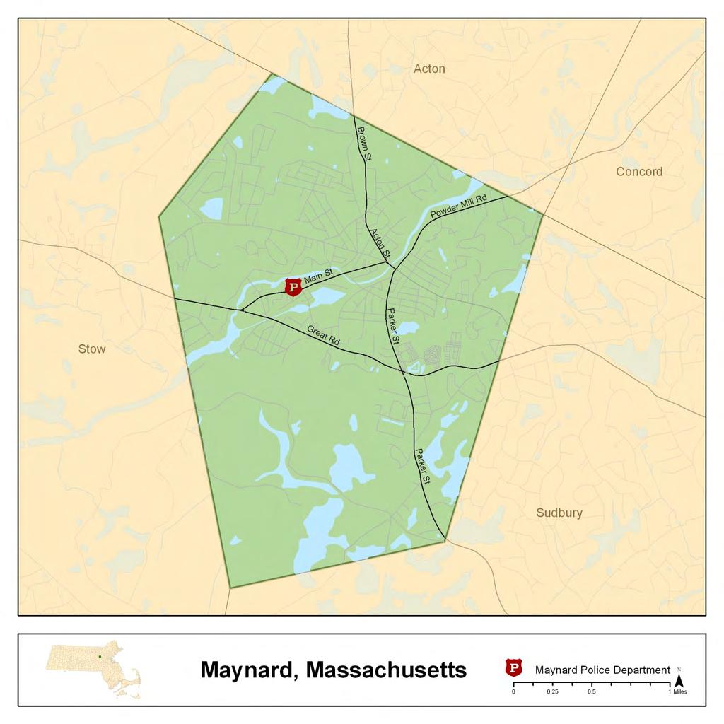 3.6 Town of Maynard REPORT FOR The town of Maynard, located in central Middlesex County, is approximately 5.