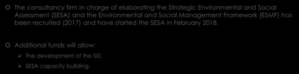Environmental and social impacts The consultancy firm in charge of elaborating the Strategic Environmental and Social Assessment (SESA) and the Environmental and Social
