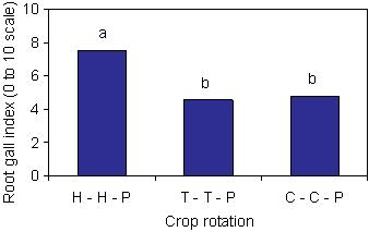 Table 1. Soil densities of Meloidogyne arenaria second-stage juveniles in three different rotations involving peanut, pearl millet, and corn.