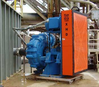 Goulds XHD Goulds XHD Extra Heavy Duty Rubber & Metal Lined Slurry Pump Capacities to: 2950 m 3 /h (13,000 GPM) Heads to: 85 m (280 feet) Pressures to: 17 bar (250 PSIG) Temperatures to: 120 C (250