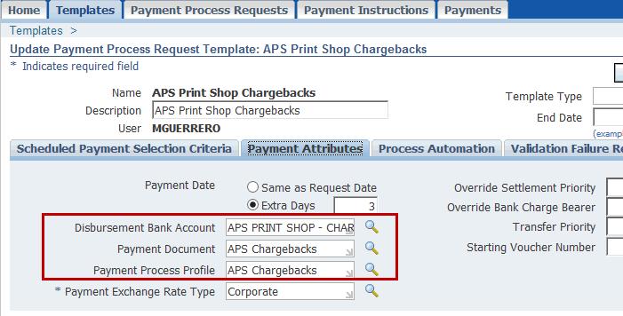 Configurations Needed to Implement Solution Payment Process Request Template Set Payment Attributes: bank