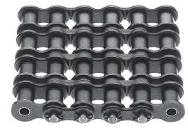 These chains are manufactured in several widths, depending upon the specific model, up to twelve strands wide.