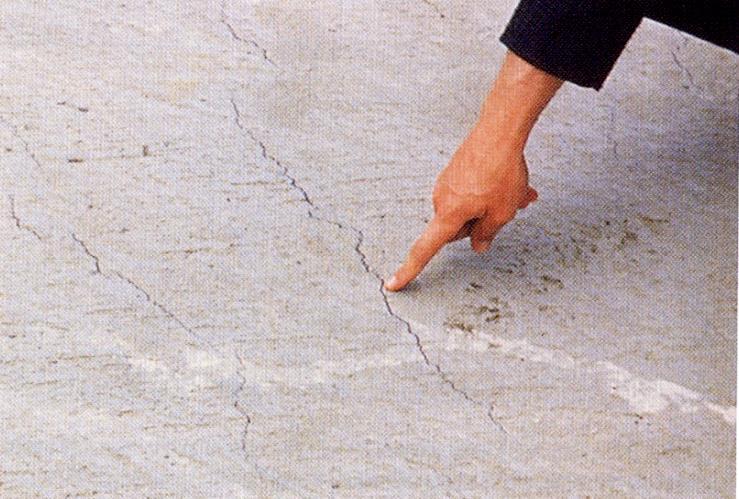 Plastic Shrinkage Cracking Cracks that sometimes appear in horizontal surfaces soon after placement.