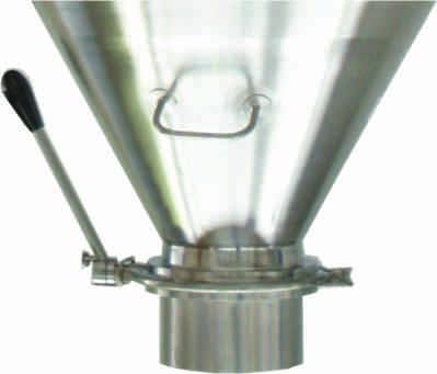 Cones Cones Suitable for use with PharmaDrums Range of sizes available Symmetrical and Asymmetrical designs available Clamps in place of the drum lid 316L stainless steel construction Internal