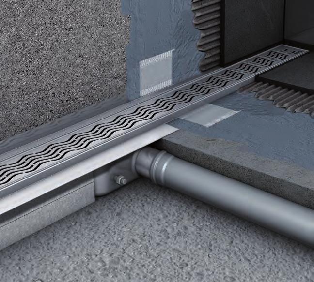 The linear solution with vertical flange Article description drainage channel DN 50 for the shower area, suitable for all push-fit pipe socket systems