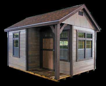 Timberlake The perfect get-away or fishing cabin, featuring steep roof lines and a solid post frame porch, a wow factor in any yard.