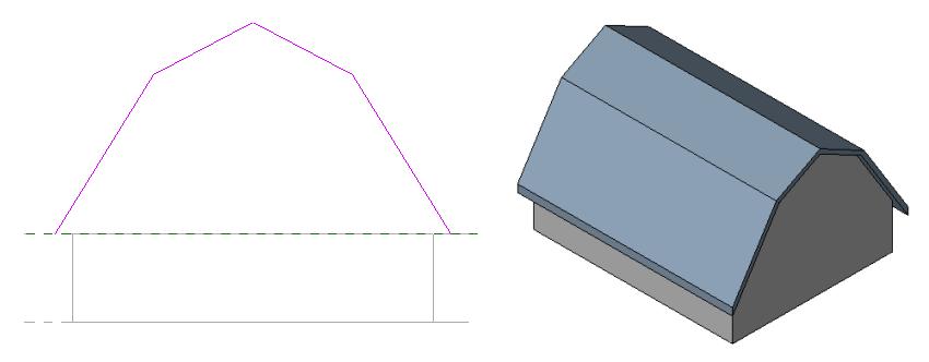 Hipped To create various types of hipped roofs, all four edges are slope defining. You can vary the slope to create different types of hips.