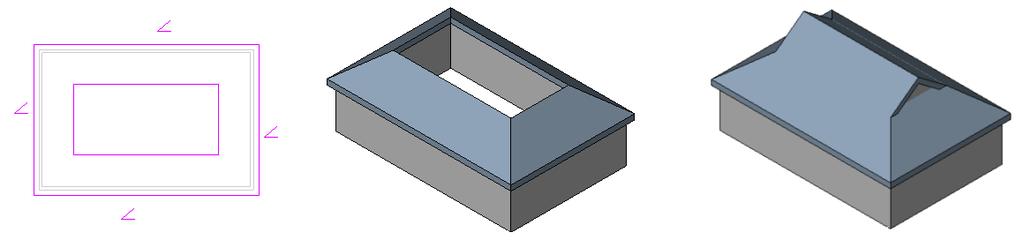 1. On the Design bar, select Roof > Roof by Footprint. 2. Create the footprint for the lower roof. 3. In the Element Properties dialog, under Constraints, select the level for the Cutoff Level. 4.